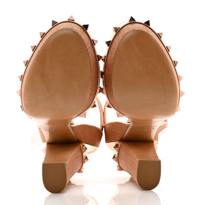 Valentino Garavani Raffia Woven Rockstud 75/125mm Platform Sandals 37 Naturale Rame 5 of 12