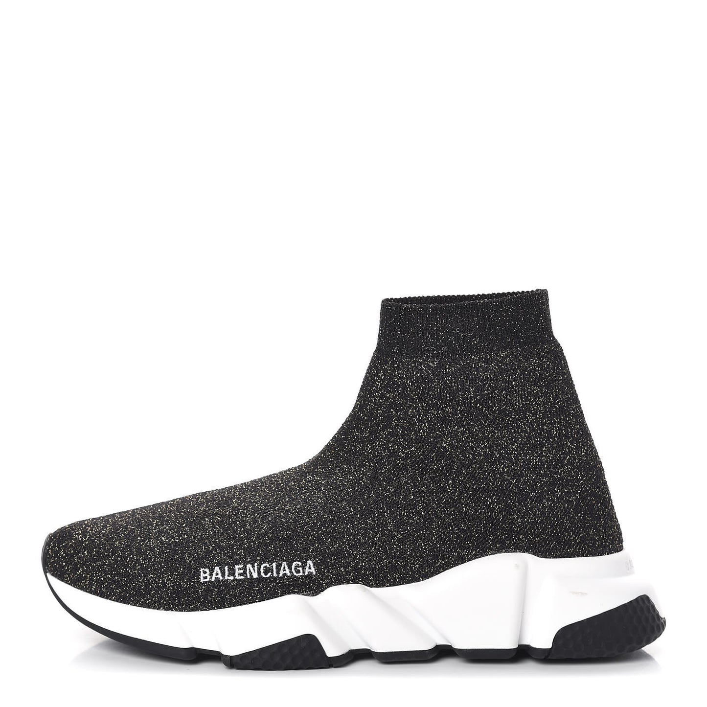 Knit Metal Womens Speed Sneakers 38 Black Gold