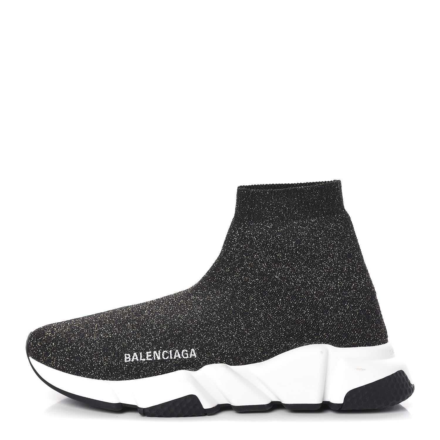 Balenciaga Knit Metal Womens Speed Sneakers 38 Black Gold 1 of 7