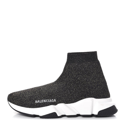 Balenciaga Knit Metal Womens Speed Sneakers 38 Black Gold 1 of 7