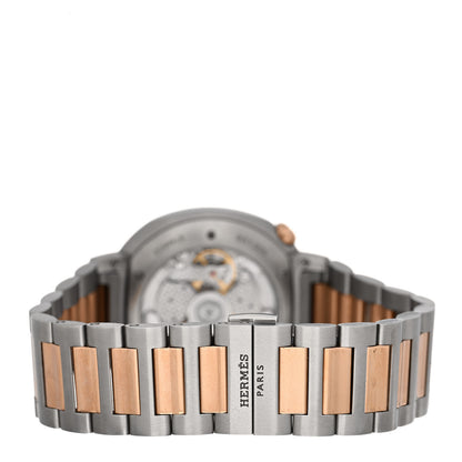Hermes Stainless Steel 18K Rose Gold 36mm Cut Automatic Watch 3 of 5