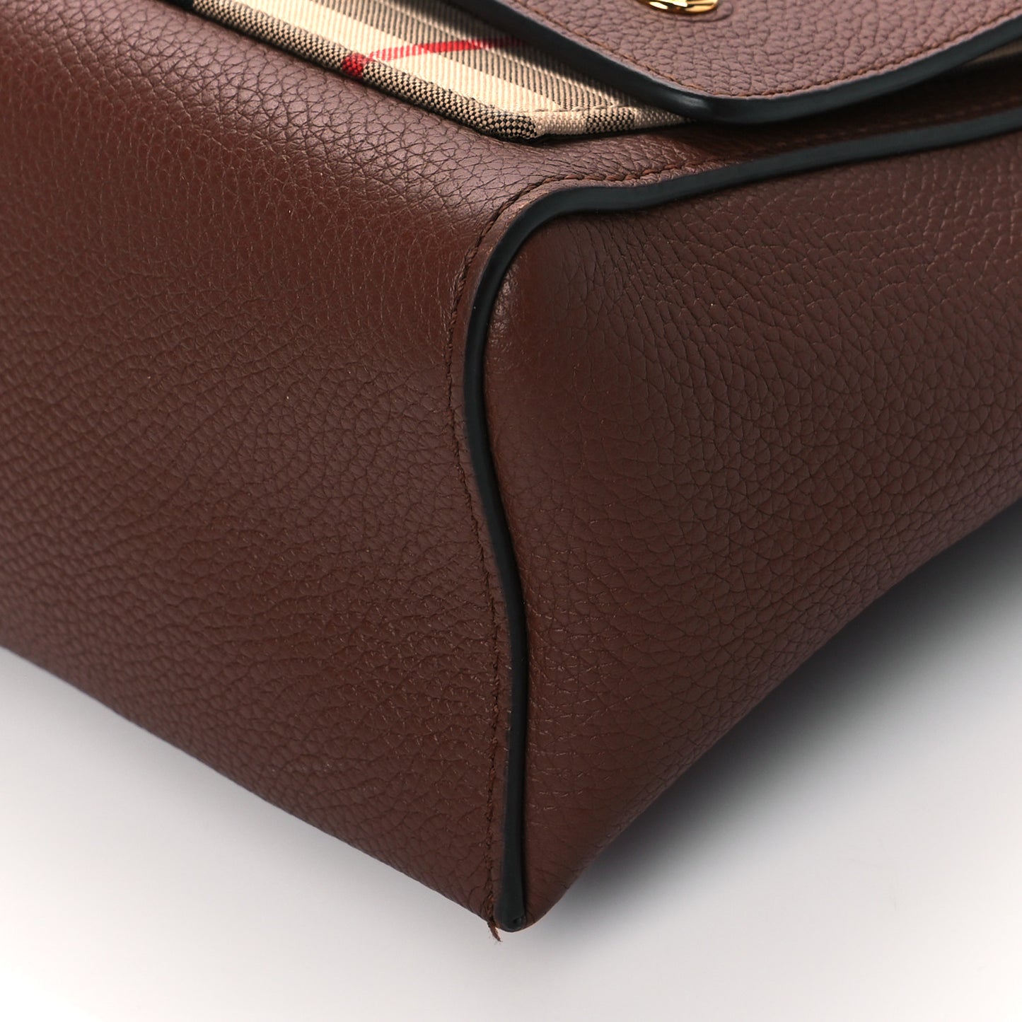 Grainy Calfskin Vintage Check Note Crossbody Bag Malt Brown