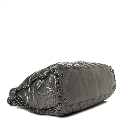 Chanel Metallic Calfskin Quilted Medium Chain Me Hobo Dark Silver 4 of 15