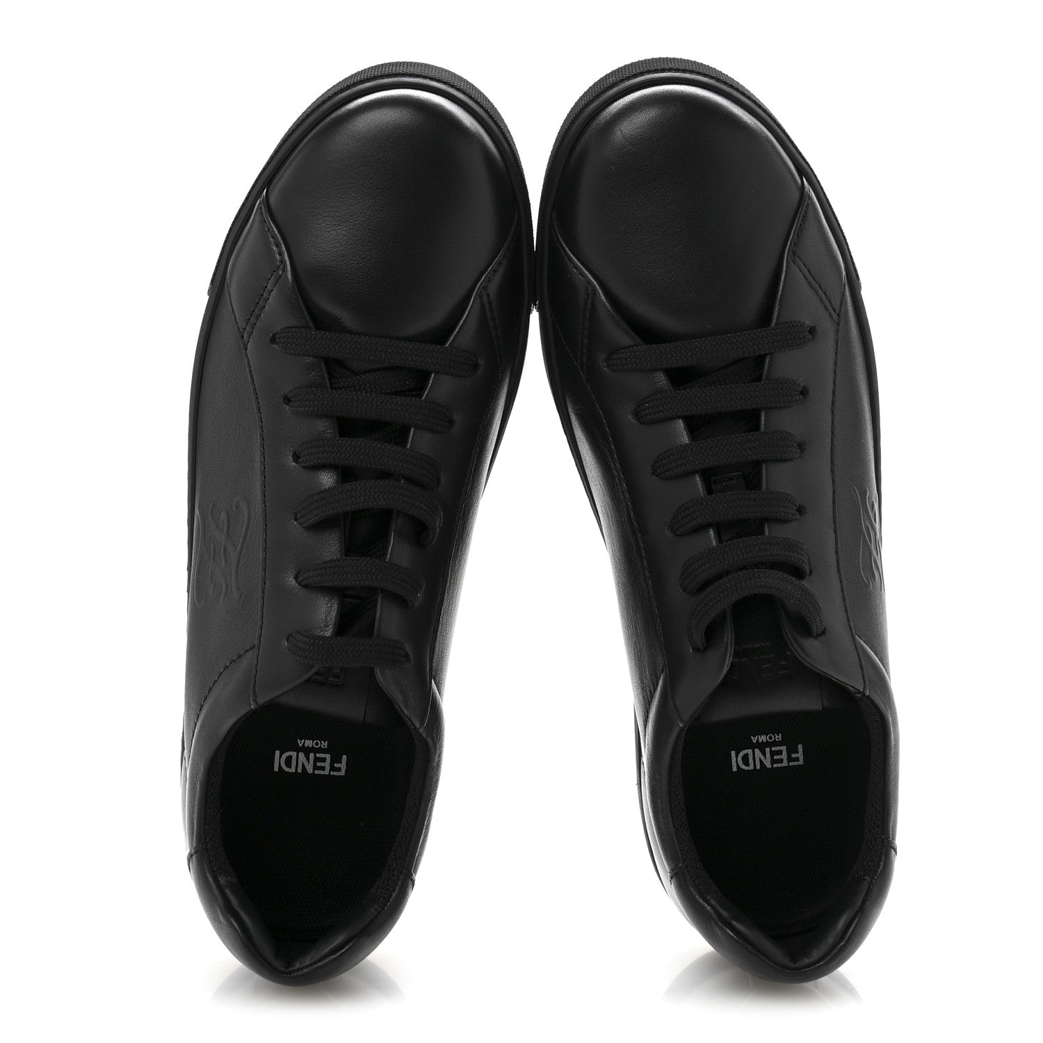 Fendi Vitello Karligraphy Embossed Low Top Sneakers 38 Black 2 of 9
