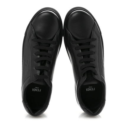 Fendi Vitello Karligraphy Embossed Low Top Sneakers 38 Black 2 of 9