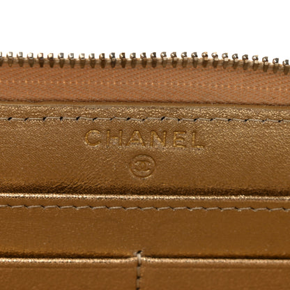 Chanel Metallic Lambskin Quilted Large Gusset Zip Around Wallet Gold 6 of 12