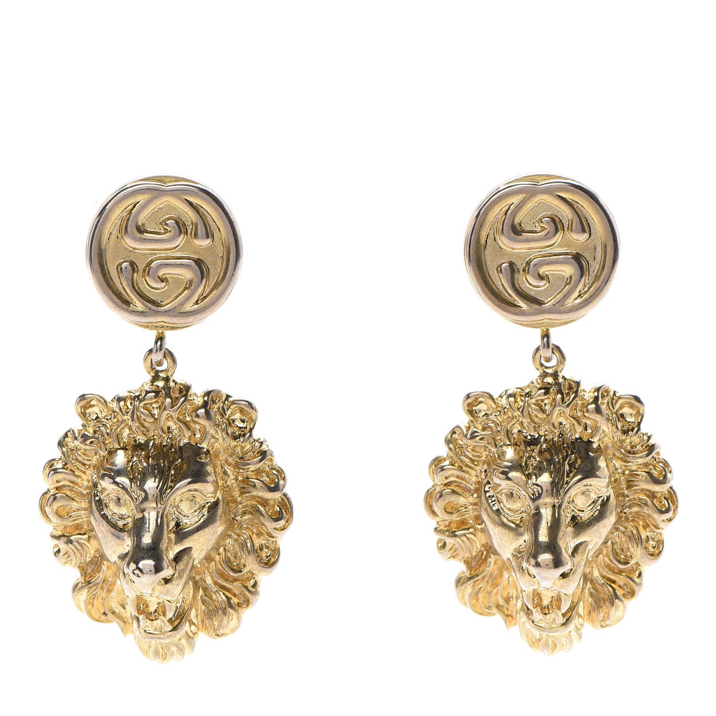 Interlocking GG Lionhead Clip On Earrings Gold