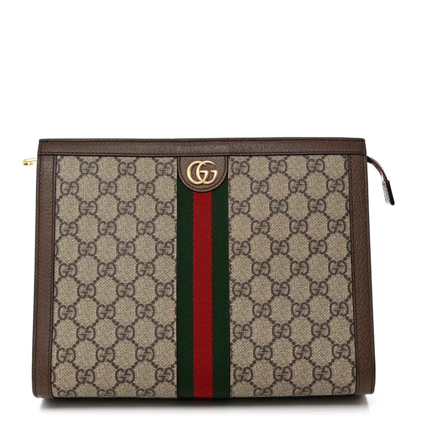 GG Supreme Monogram Web Ophidia Pouch Brown