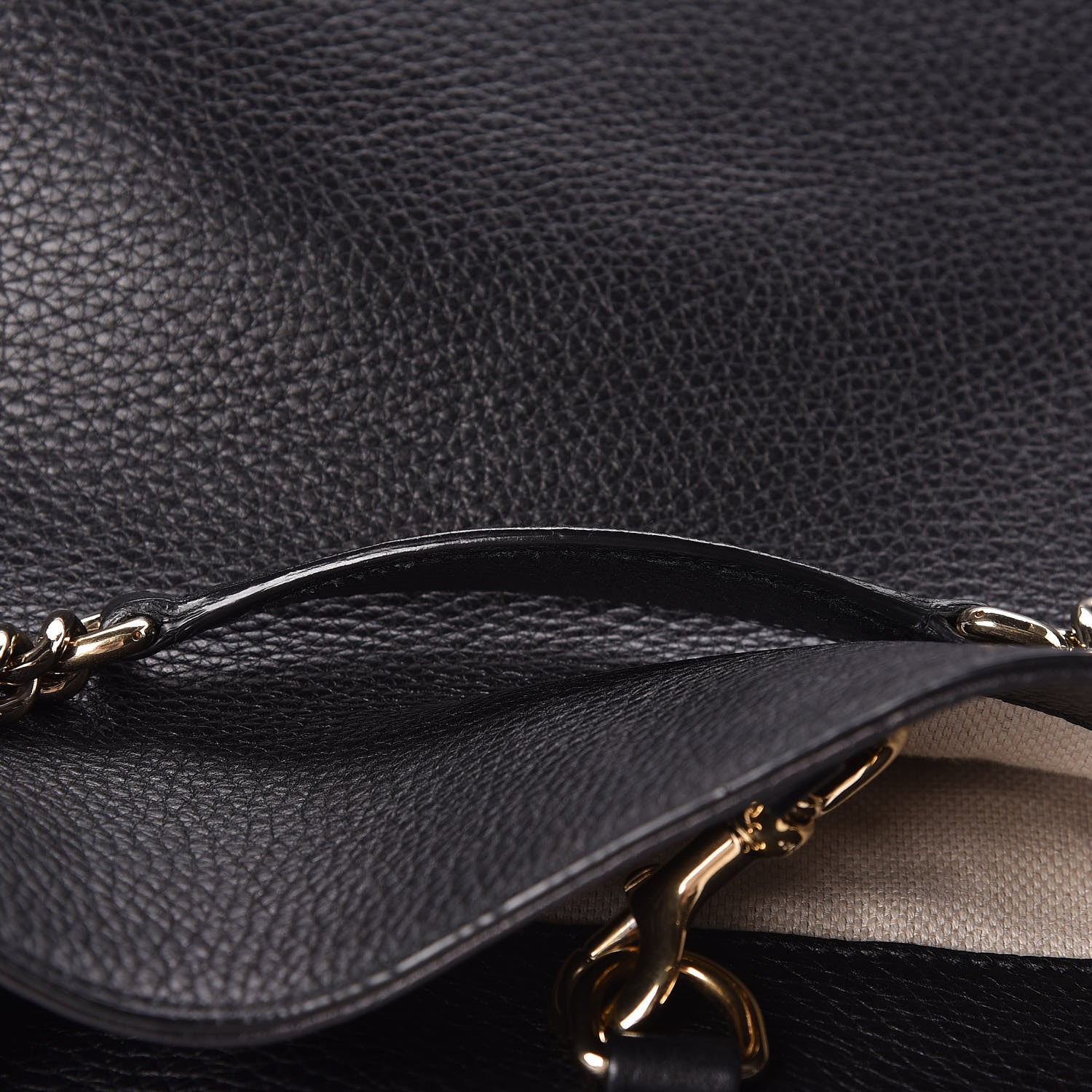 Gucci Pebbled Calfskin Medium Soho Chain Shoulder Bag Black 9 of 12