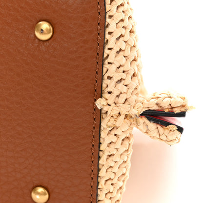 Valentino Garavani Raffia Grained Calfskin Small Rockstud Vlogo Tote Naturale 11 of 11