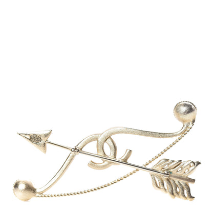 Chanel Crystal Pearl CC Arrow Brooch Gold 3 of 6
