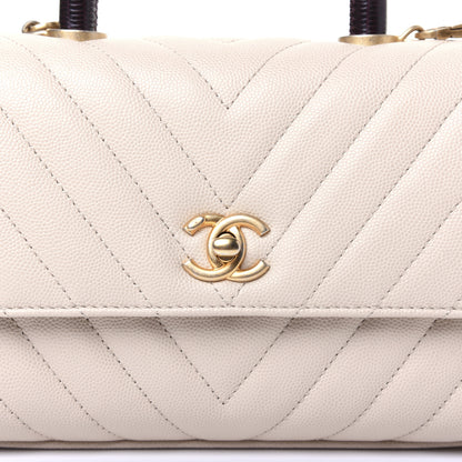 Chanel Caviar Lizard Chevron Quilted Mini Coco Handle Flap Ivory 10 of 17
