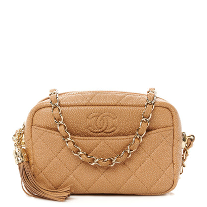 Chanel Caviar Quilted Mini Coco Tassel Camera Case Beige 1 of 10