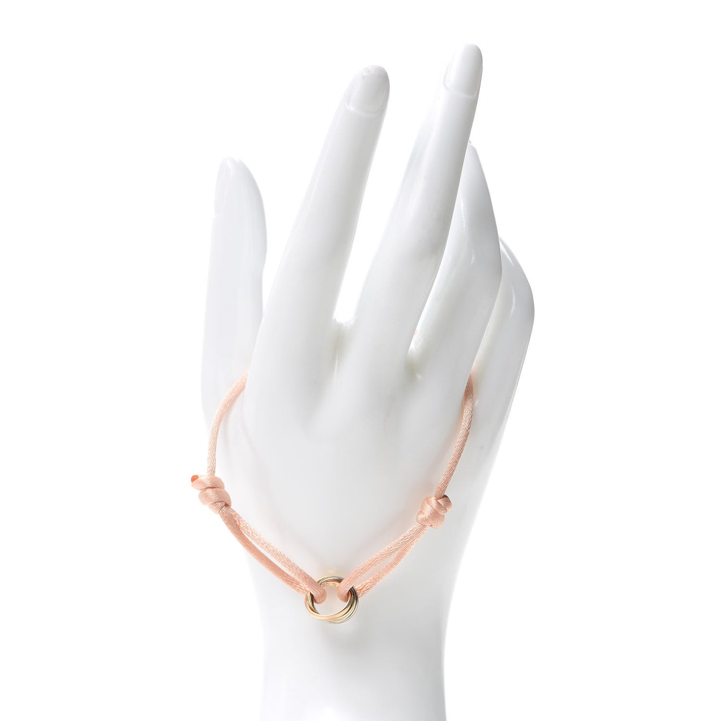 18K Pink Yellow White Gold Trinity Adjustable Cord Bracelet Pink