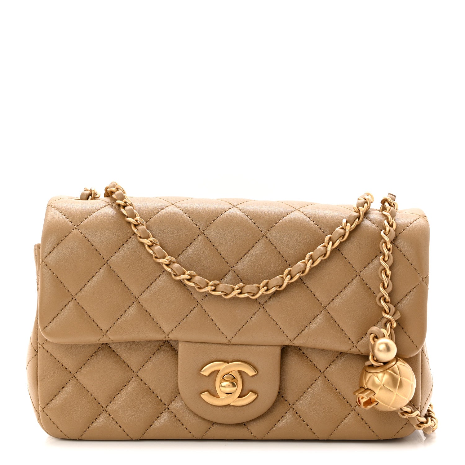 Chanel Lambskin Quilted Mini Rectangular Pearl Crush Flap Dark Beige 1 of 11