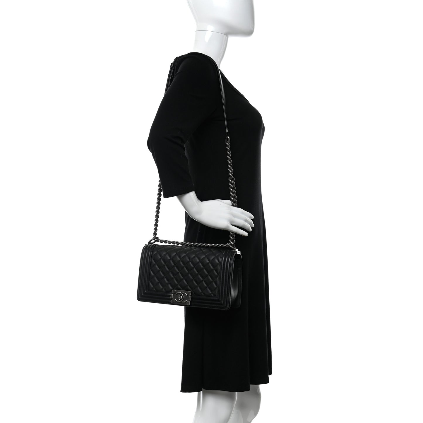 Calfskin Quilted Medium Boy Flap Black