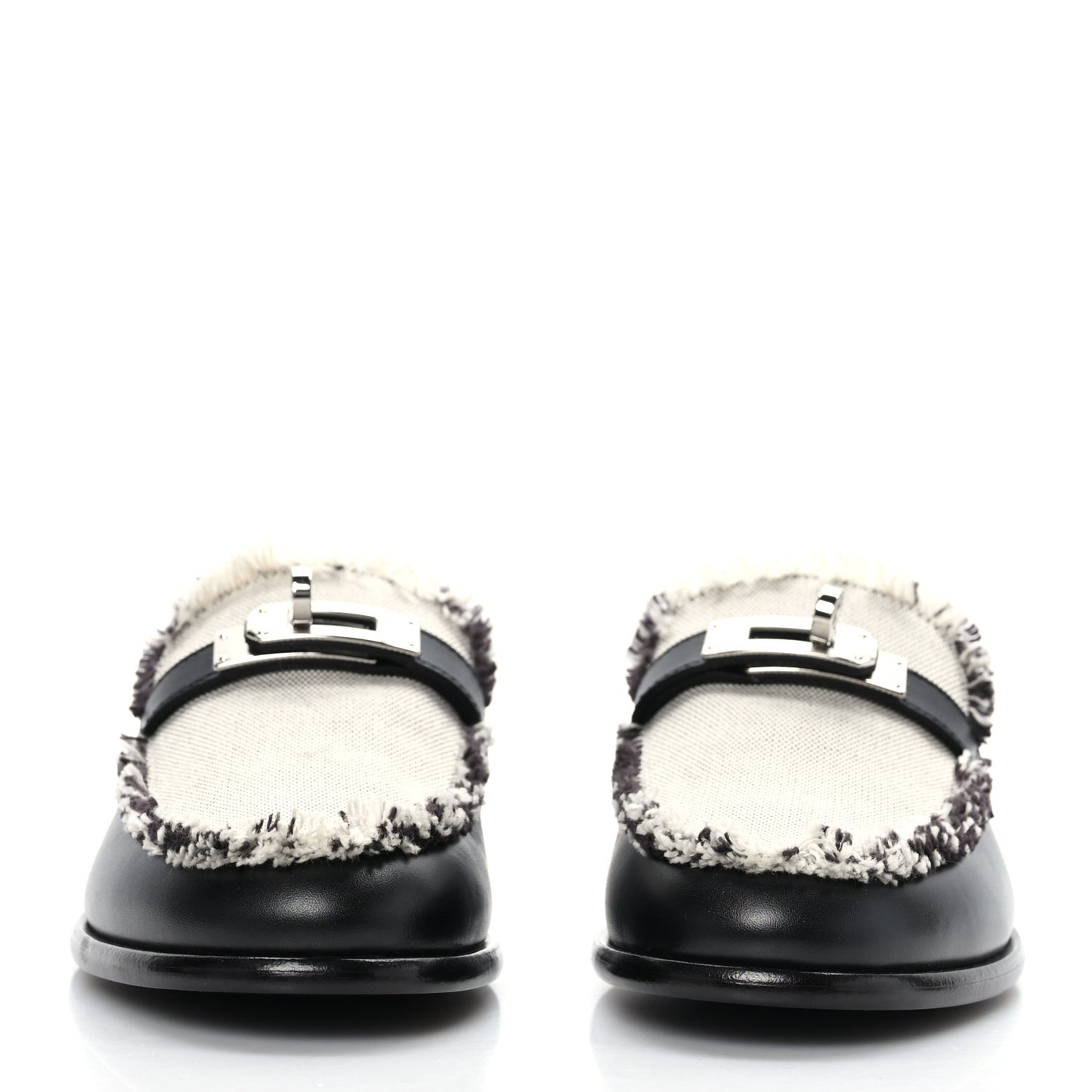 Toile Calfskin Fray Womens Destin Loafer 35 Black Prunoir