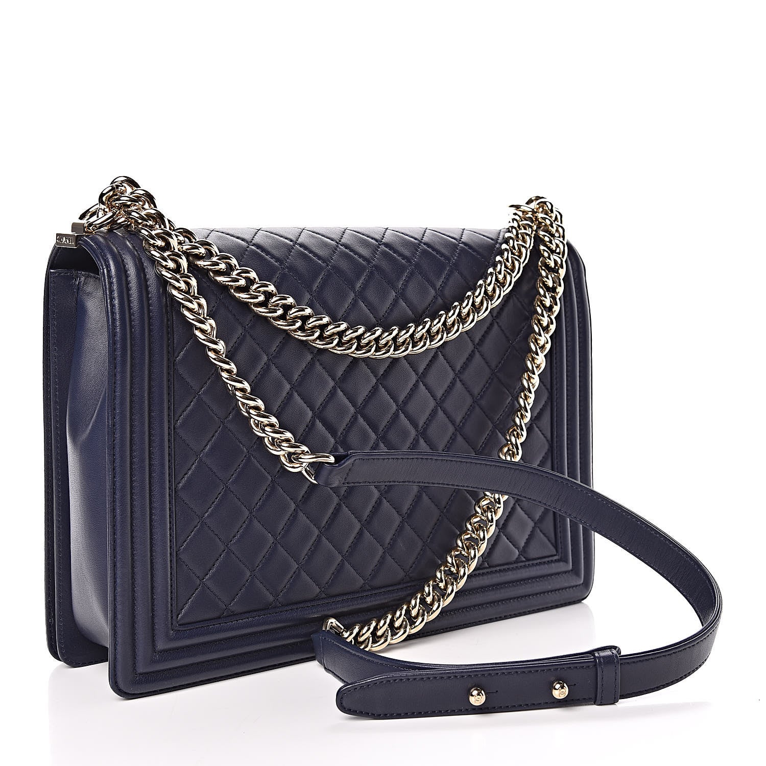 Chanel Lambskin Quilted Large Boy Flap Navy 3 of 11