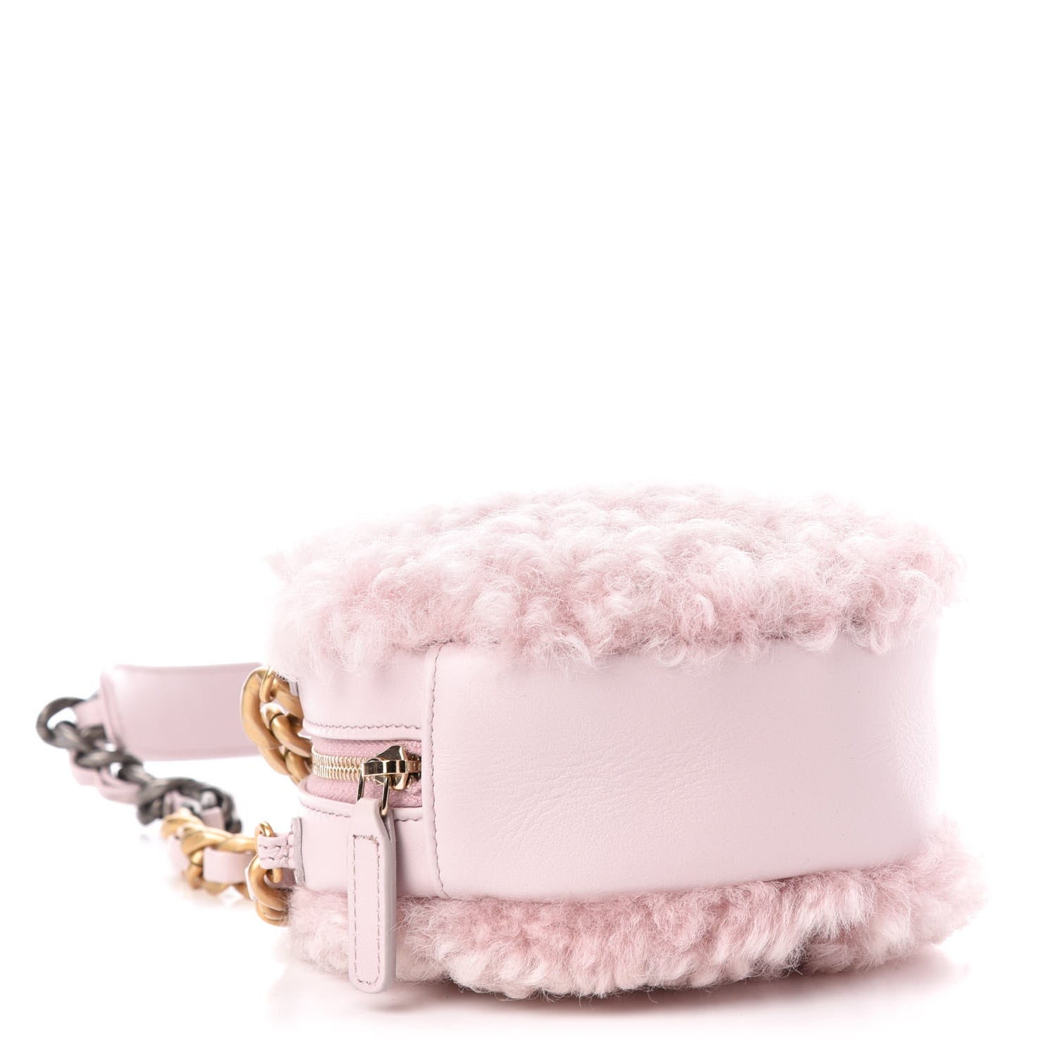 Chanel Shearling Sheepskin 19 Round Clutch With Chain Light Pink 4 of 11