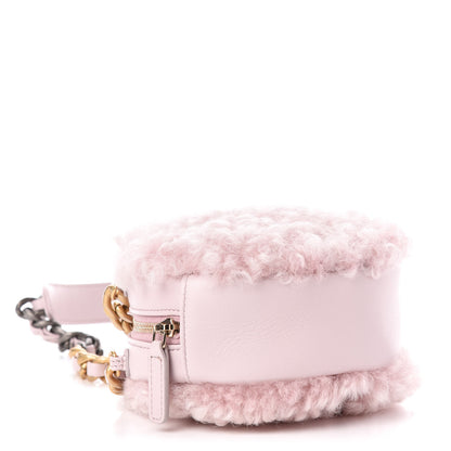 Chanel Shearling Sheepskin 19 Round Clutch With Chain Light Pink 4 of 11