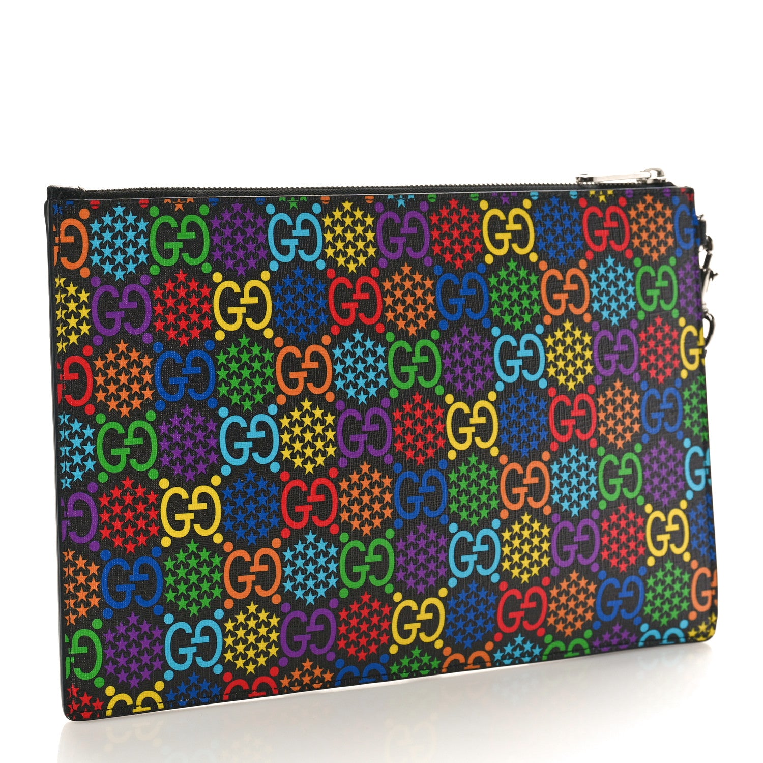 Gucci GG Supreme Monogram Psychedelic Zip Wristlet Pouch Black Multicolor 3 of 8