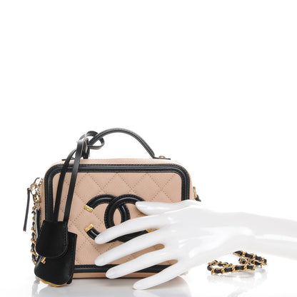 Chanel Caviar Quilted Small CC Filigree Vanity Case Beige Black 3 of 9