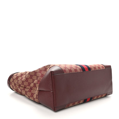 Gucci Monogram Textured Dollar Calfskin Web Medium Ophidia Shopping Tote Sahara Rubino Chardonnay 4 of 10