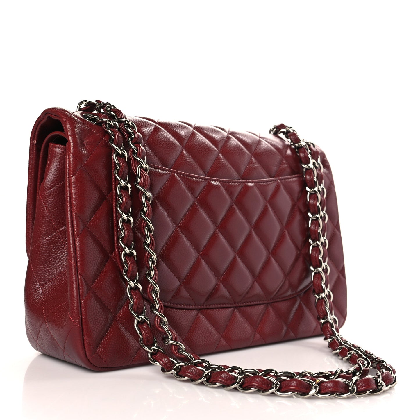 Caviar Quilted Jumbo Double Flap Burgundy