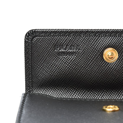Prada Saffiano Metal Flap Card Holder Black 5 of 7