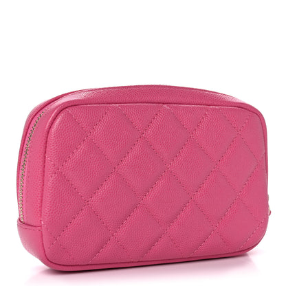 Chanel Caviar Quilted Small Curvy Pouch Cosmetic Case Pink 3 of 11