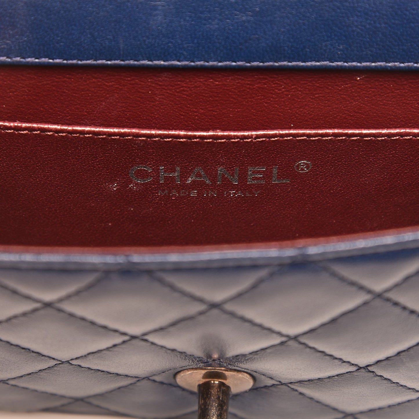 Lambskin Quilted Mini Crossing Times Flap Blue