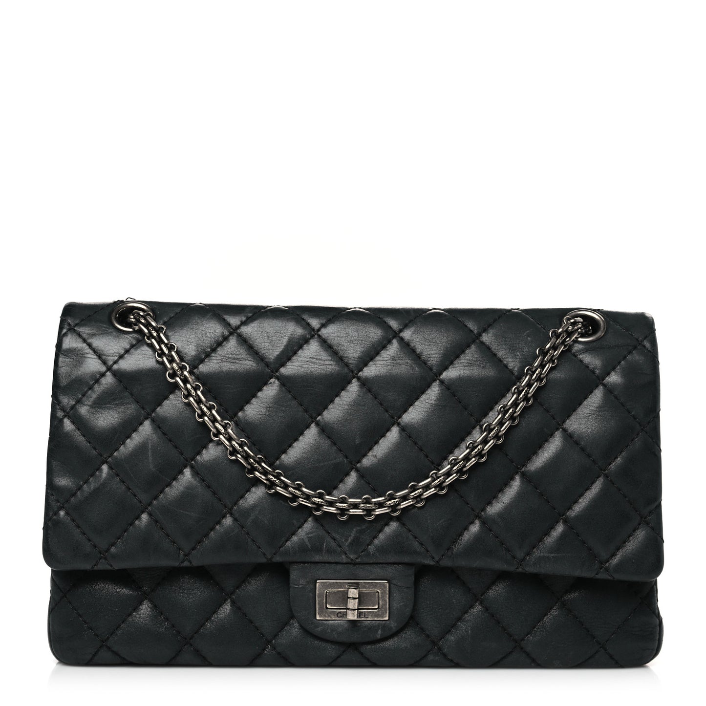 Iridescent Calfskin Quilted 2.55 Reissue 226 Flap Dark Grey