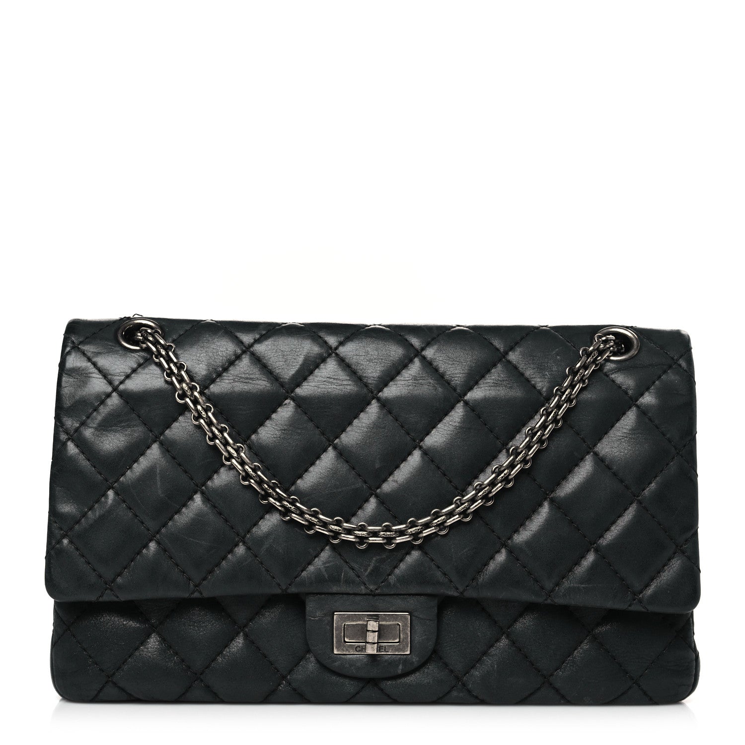 Chanel Iridescent Calfskin Quilted 2.55 Reissue 226 Flap Dark Grey 1 of 11