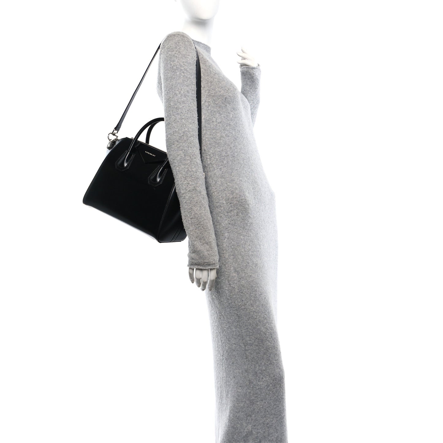 Shiny Lord Calfskin Small Antigona Black
