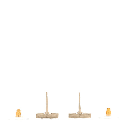 Chanel Pearl Crystal CC Charms Stud Earrings Light Gold 3 of 5