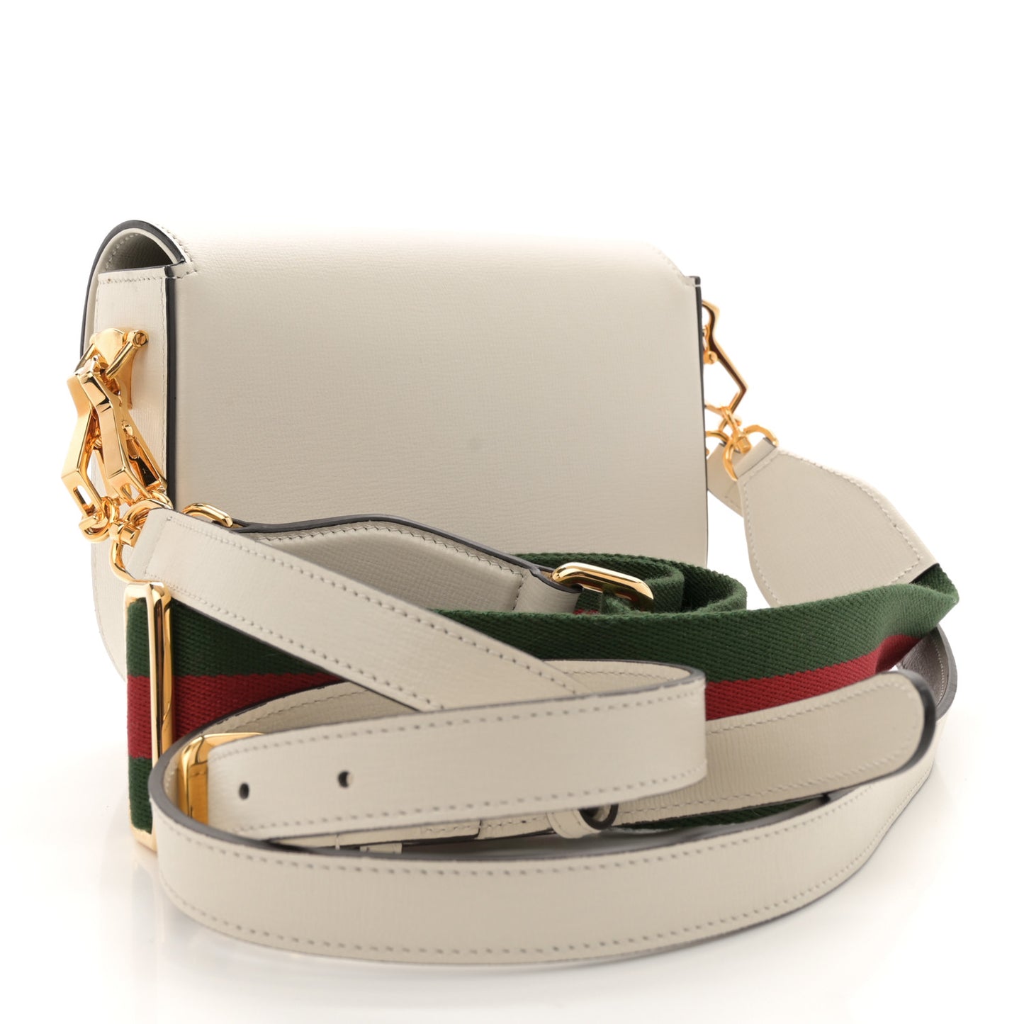 Azalea Calfskin Web Mini Horsebit 1955 Shoulder Bag Mystic White