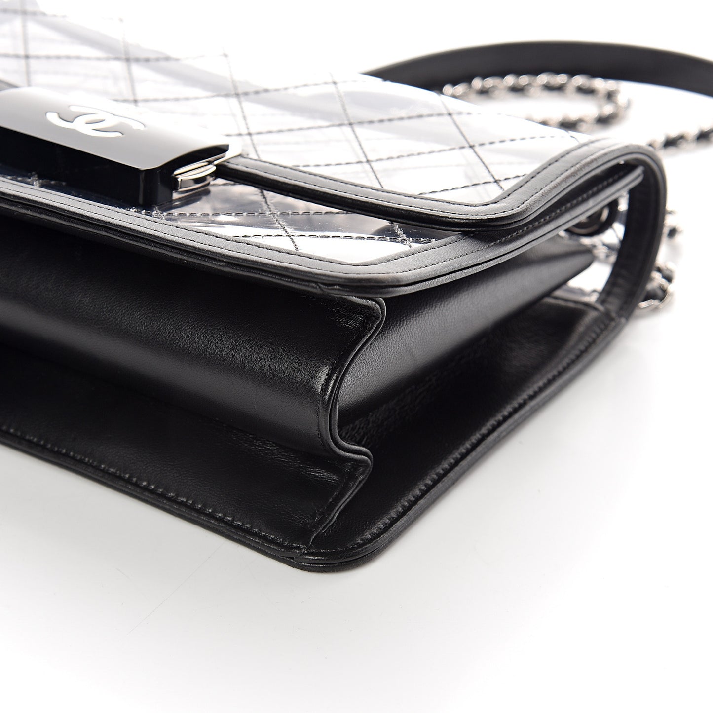 PVC Lambskin Quilted Beauty Lock Flap Black