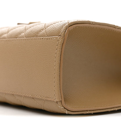 Saint Laurent Grain De Poudre Mixed Matelasse Large Triquilt Monogram Satchel Dark Latte 10 of 10