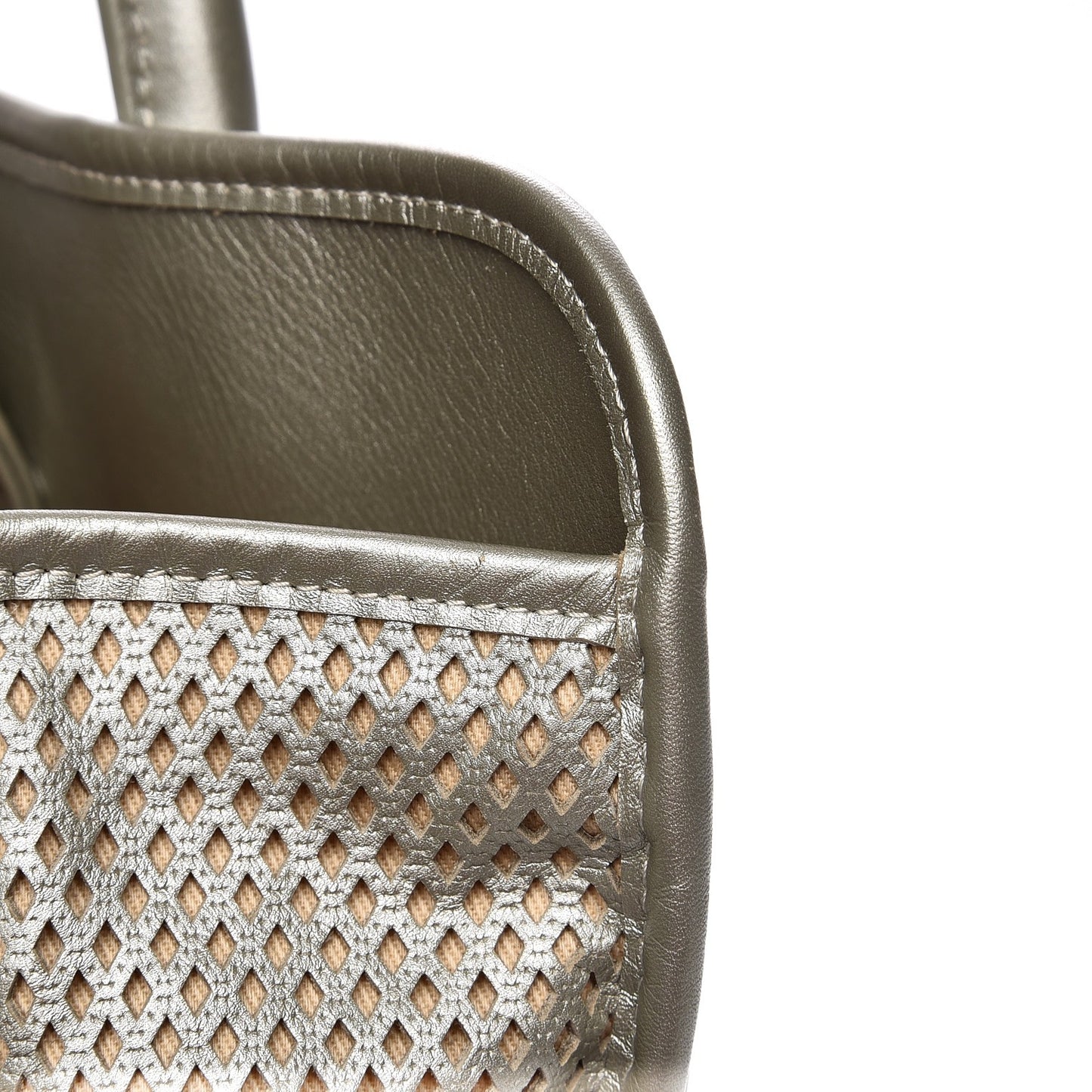 Metallic Calfskin Perforated Up In The Air Tote Silver