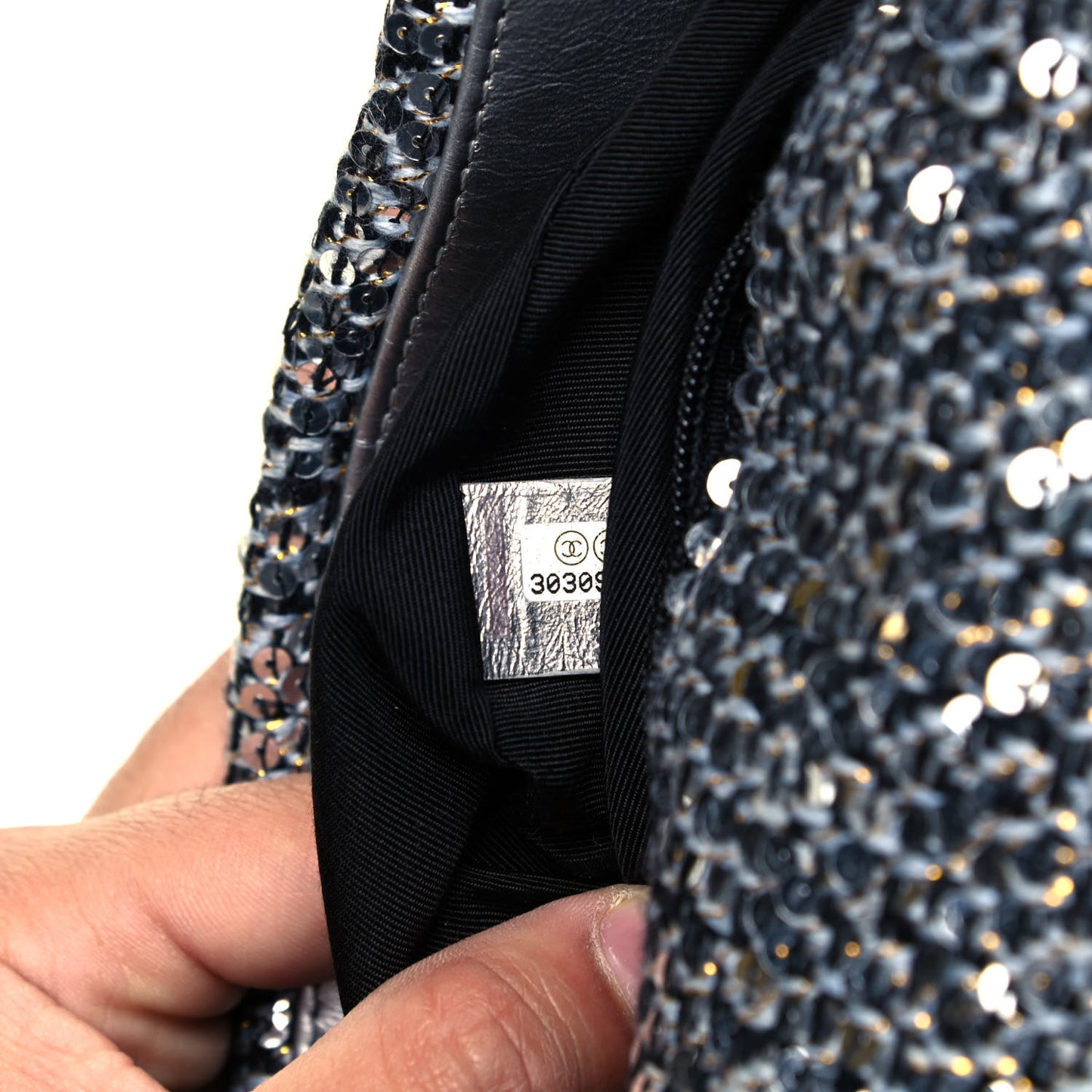 Sequin Quilted Medium Chanel 19 Flap Silver