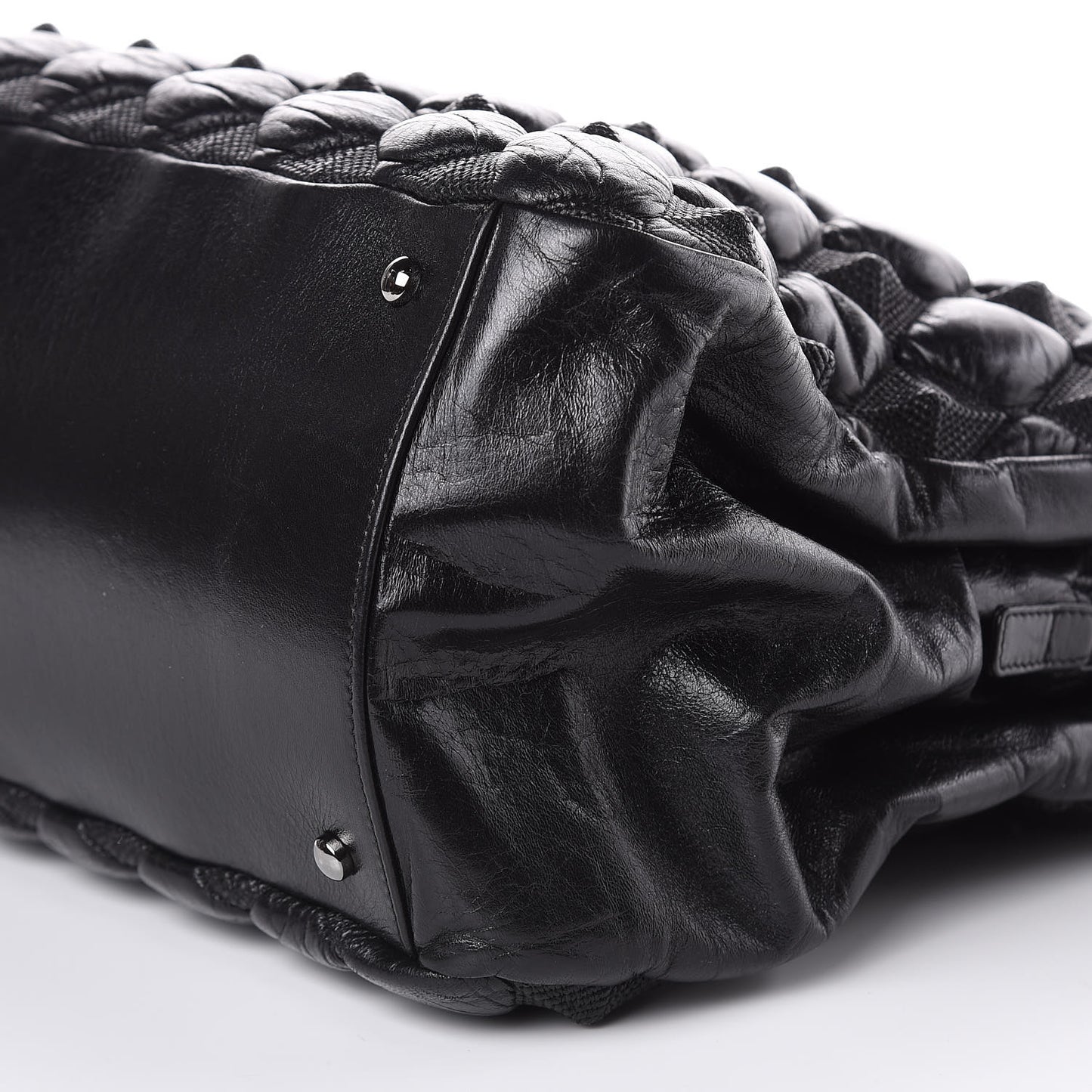 Glazed Lambskin Quilted Large Stravinsky Tote Black