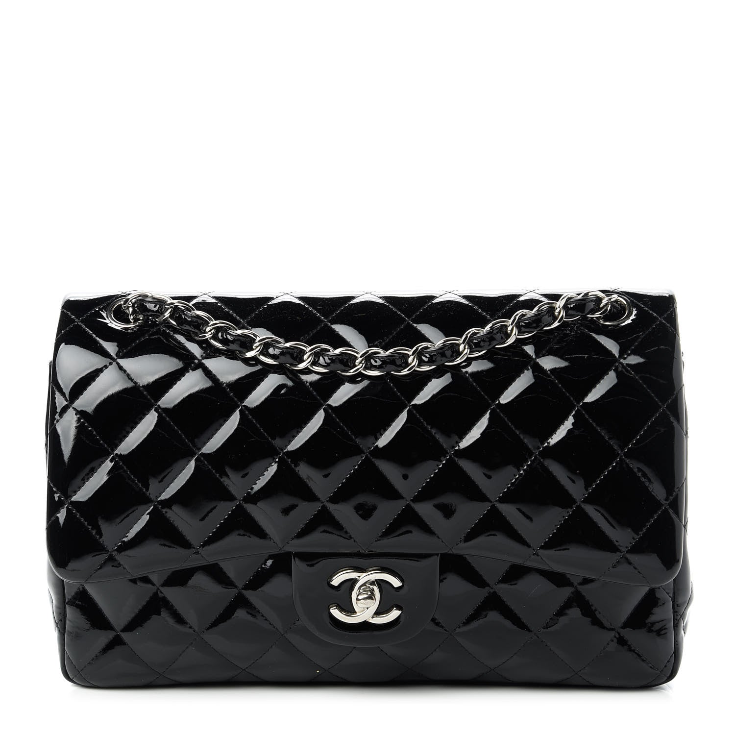 Chanel Patent Quilted Jumbo Double Flap Black 1 of 10
