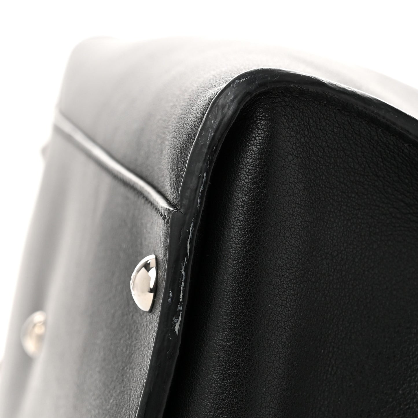 Vitello Dolce Shiny Nappa Large Peekaboo Iconic Satchel Black Camelia