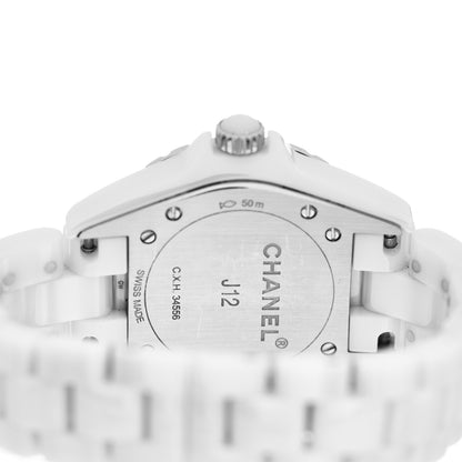 Chanel Stainless Steel Ceramic Diamond Bezel 33mm J12 Quartz Watch White 4 of 5