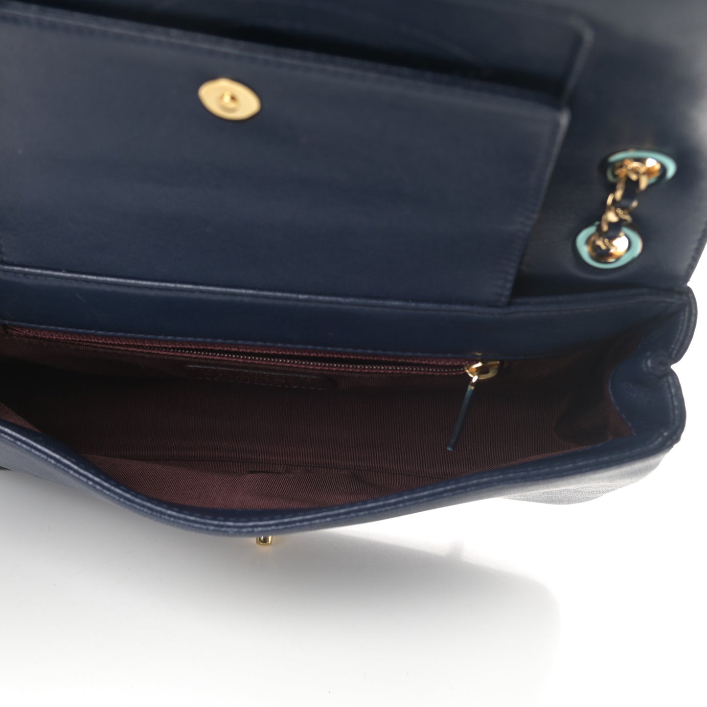 Sheepskin Quilted Medium Vintage Mademoiselle Flap Dark Navy