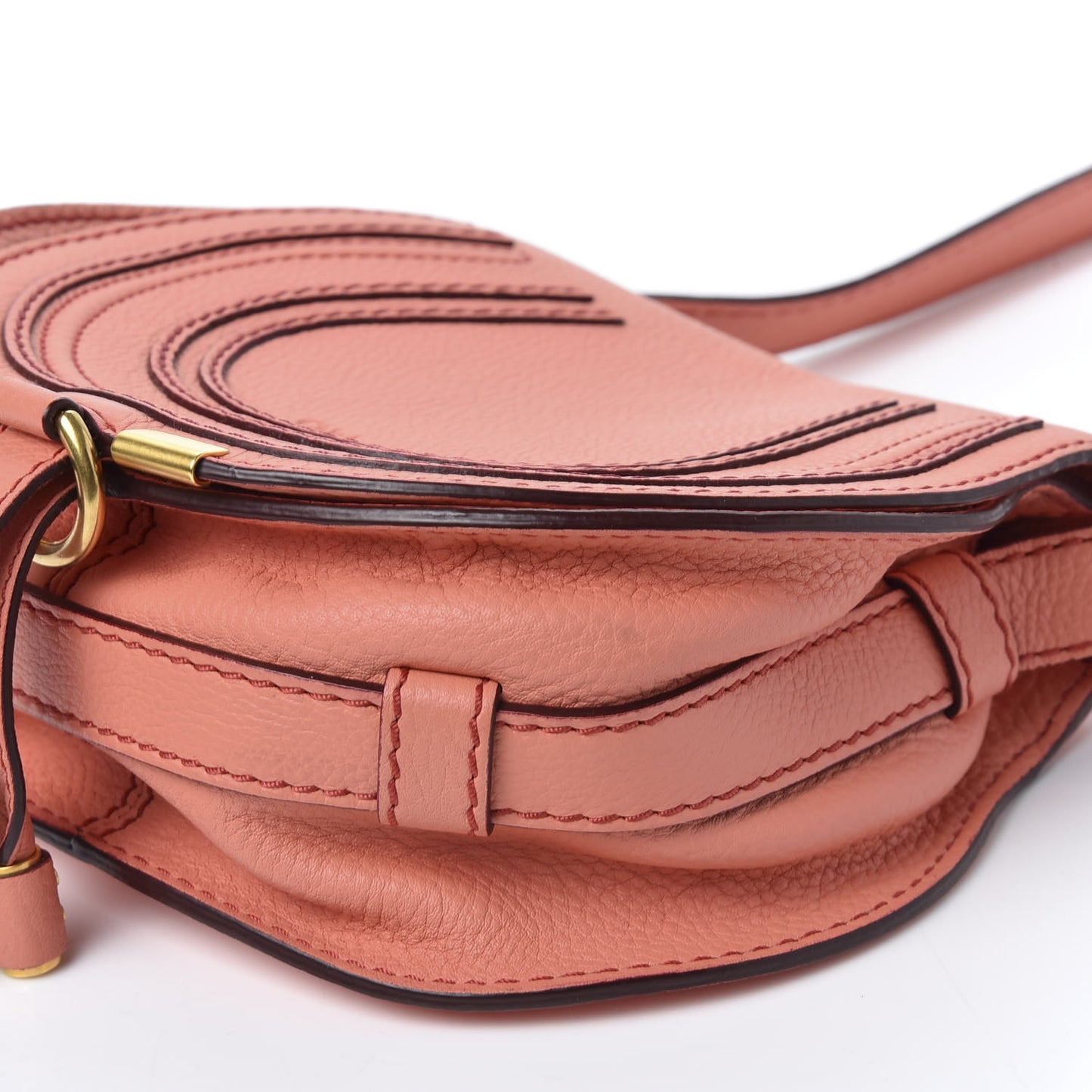 Calfskin Mini Marcie Round Crossbody Bag Coral Pop