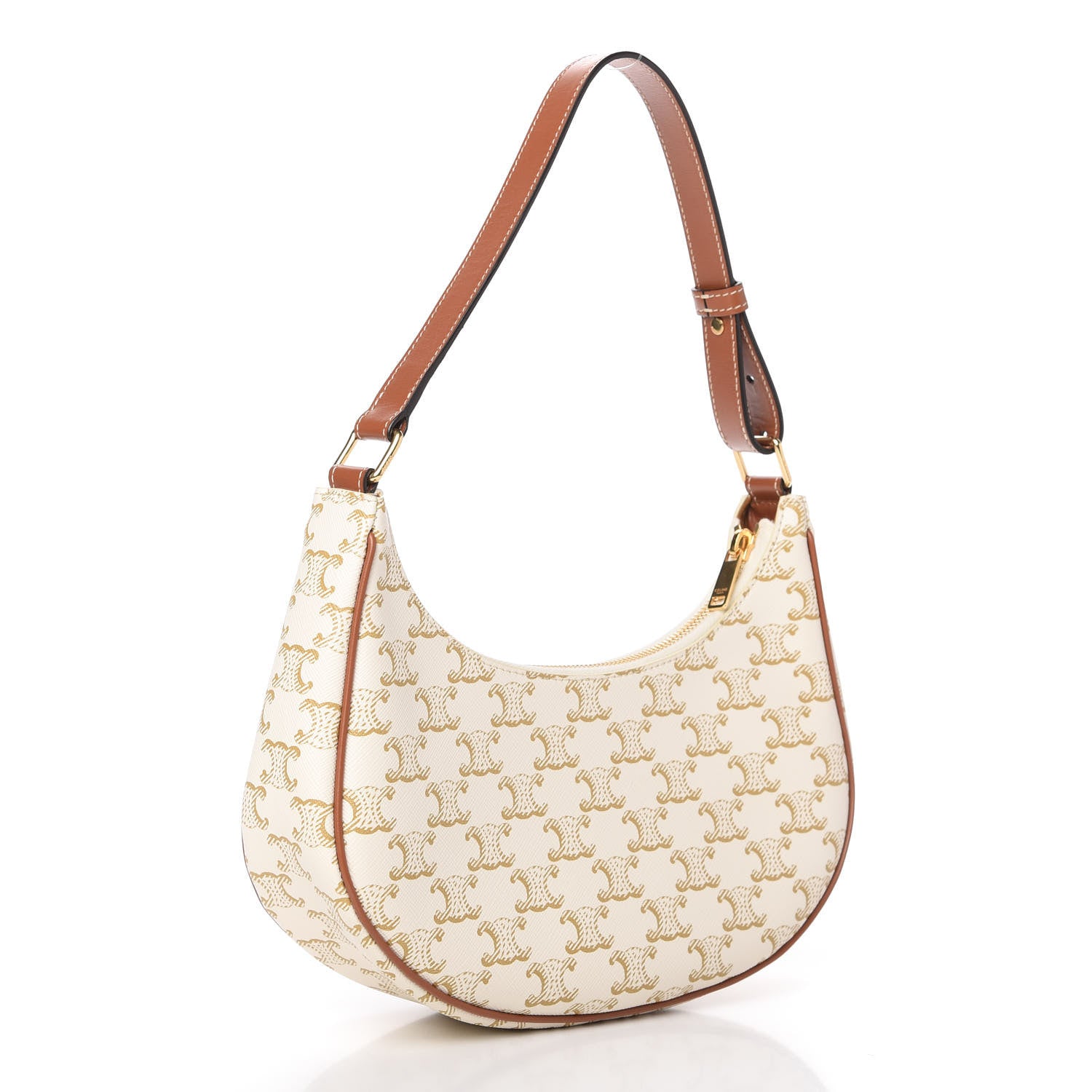 Celine Canvas Calfskin Ava Triomphe Shoulder Bag White 3 of 10