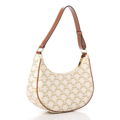 Celine Canvas Calfskin Ava Triomphe Shoulder Bag White 3 of 10