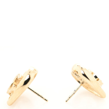 Chanel Metal Crystal CC Logo Heart Earrings Gold 3 of 4
