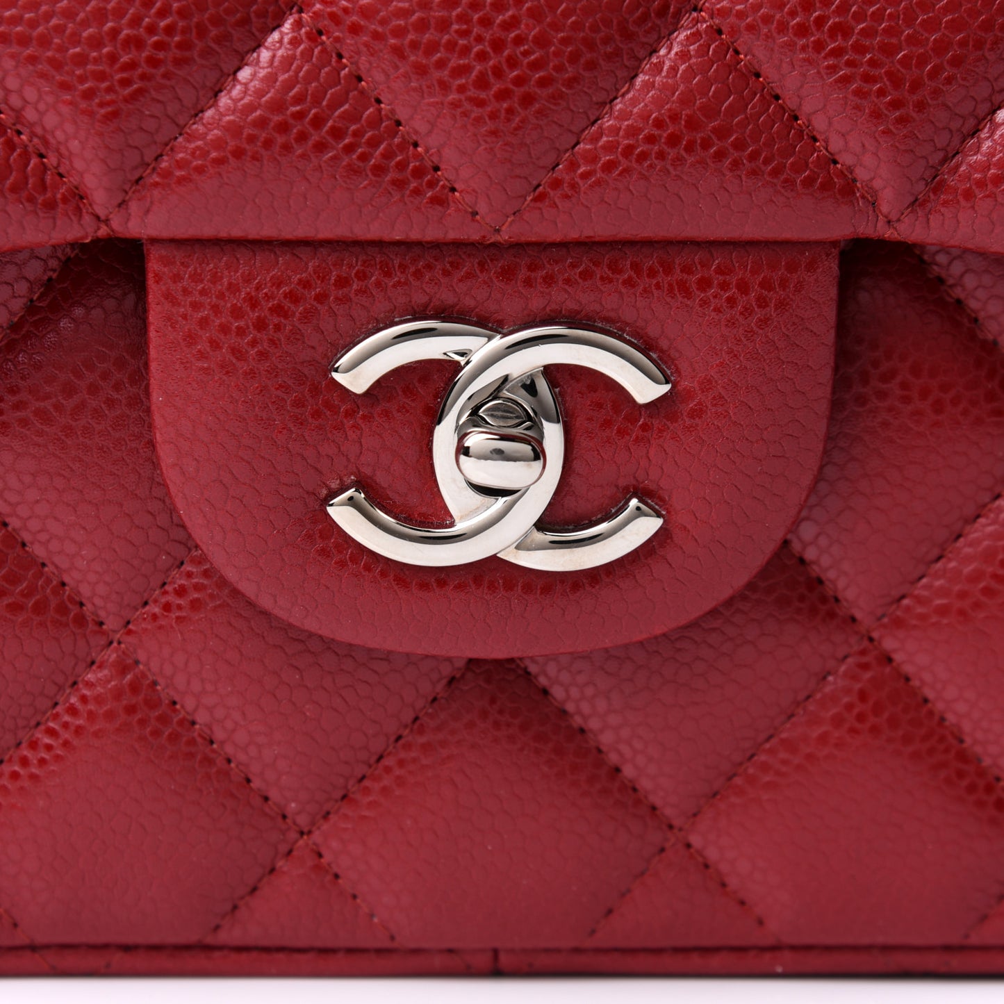 Caviar Quilted Jumbo Double Flap Red
